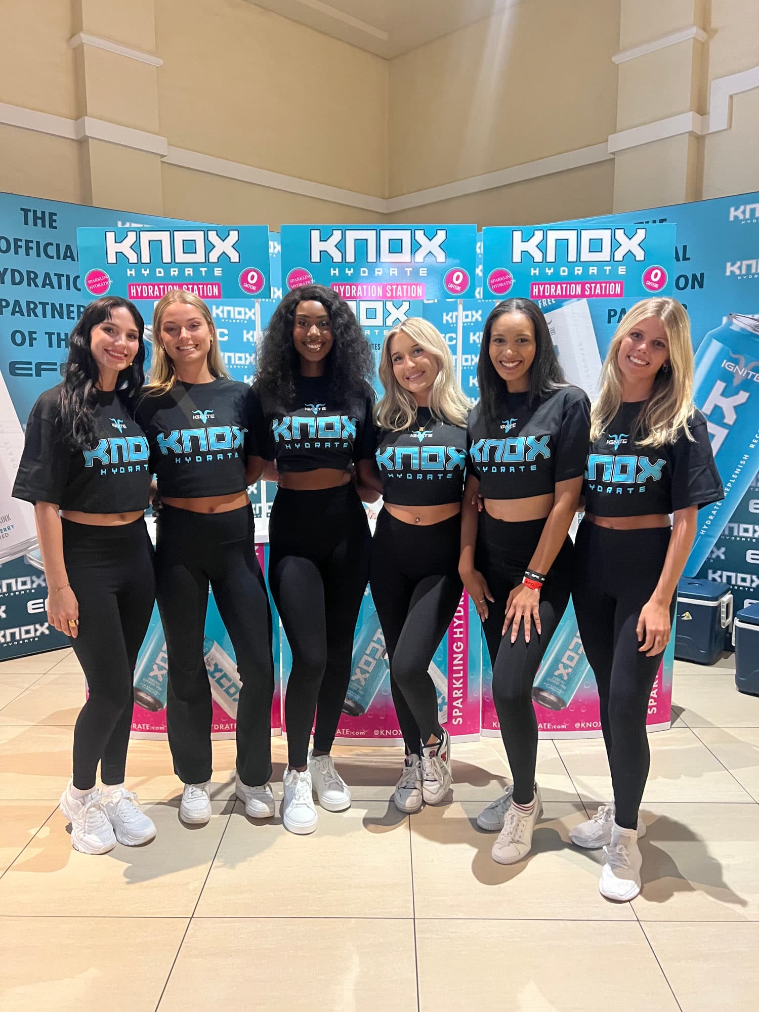 Knox Hydration ambassador team at the EFC hydration station