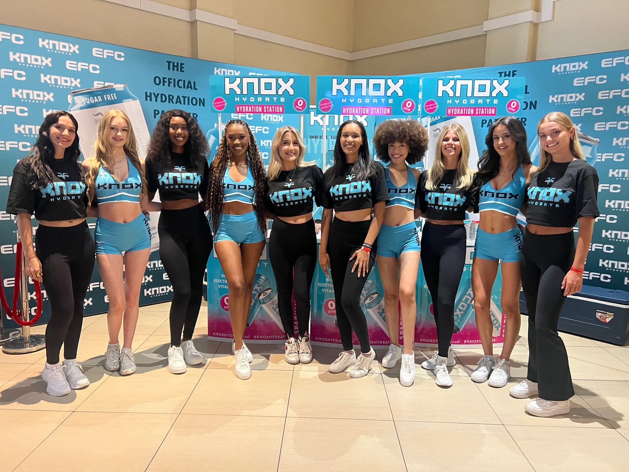 Knox Hydration ambassador team at the EFC Hydration Station activation